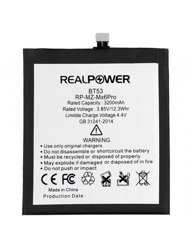 RealPower Meizu Uyumlu MX6 Pro Batarya 3200mAh Li-Polymer Uzun Ömürlü Pil