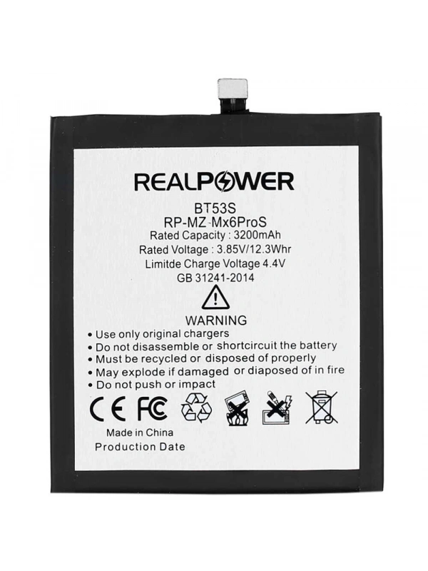 RealPower Meizu Uyumlu MX6 Pro S Batarya 3200mAh Li-Polymer Uzun Ömürlü Pil