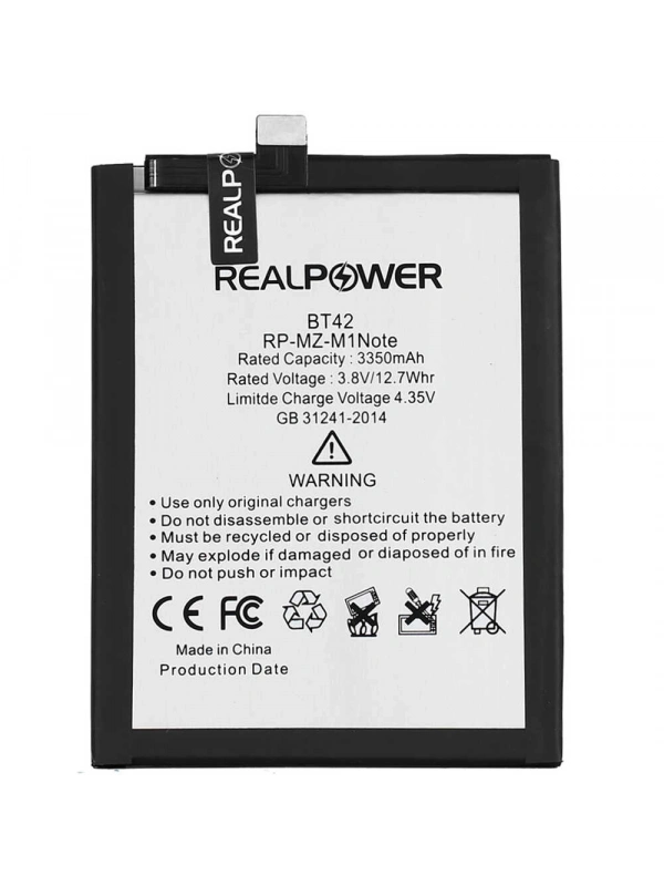 RealPower Meizu Uyumlu M1 Note Batarya 3350mAh Li-Polymer Uzun Ömürlü Pil
