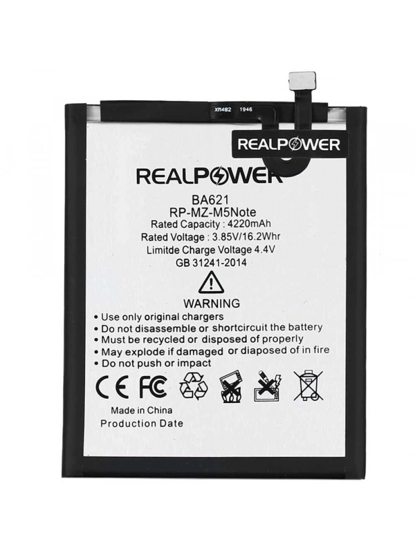 RealPower Meizu Uyumlu M5 Note Batarya 4220mAh Li-Polymer Uzun Ömürlü Pil