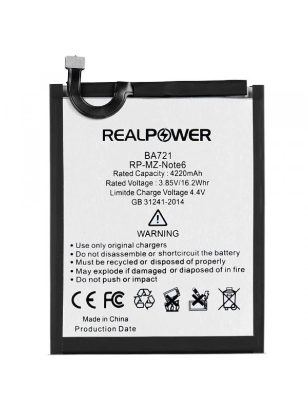 RealPower Meizu Uyumlu Note 6 Batarya 4220mAh Li-Polymer Uzun Ömürlü Pil