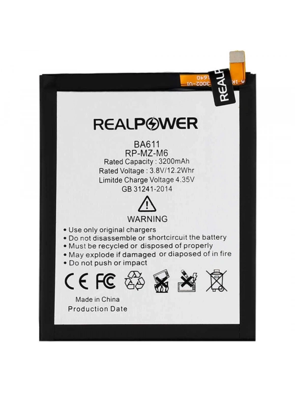 RealPower Meizu Uyumlu M6 Batarya 3200mAh Li-Polymer Uzun Ömürlü Pil