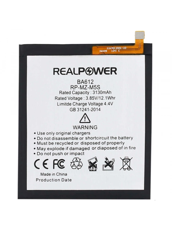 RealPower Meizu Uyumlu M5s Batarya 3130mAh Li-Polymer Uzun Ömürlü Pil