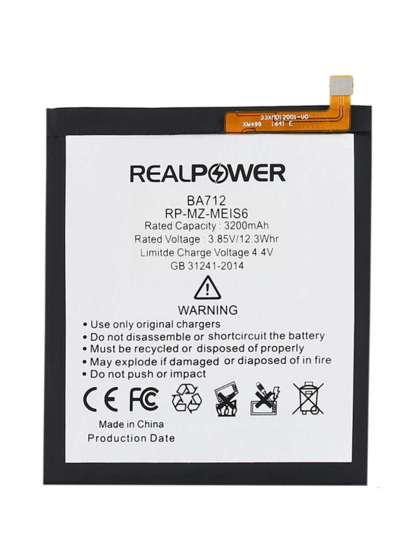 RealPower Meizu Uyumlu S6 Batarya 3200mAh Li-Polymer Uzun Ömürlü Pil