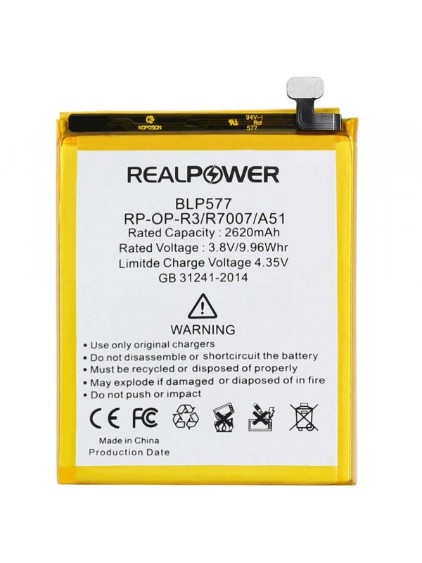 RealPower Oppo Uyumlu R7007 Batarya 2620mAh Li-Polymer Uzun Ömürlü Pil
