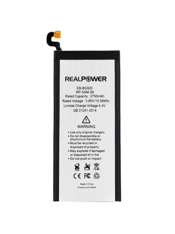 RealPower Samsung Uyumlu Galaxy S6 G920 Batarya 2750mAh Li-Polymer Uzun Ömürlü Pil