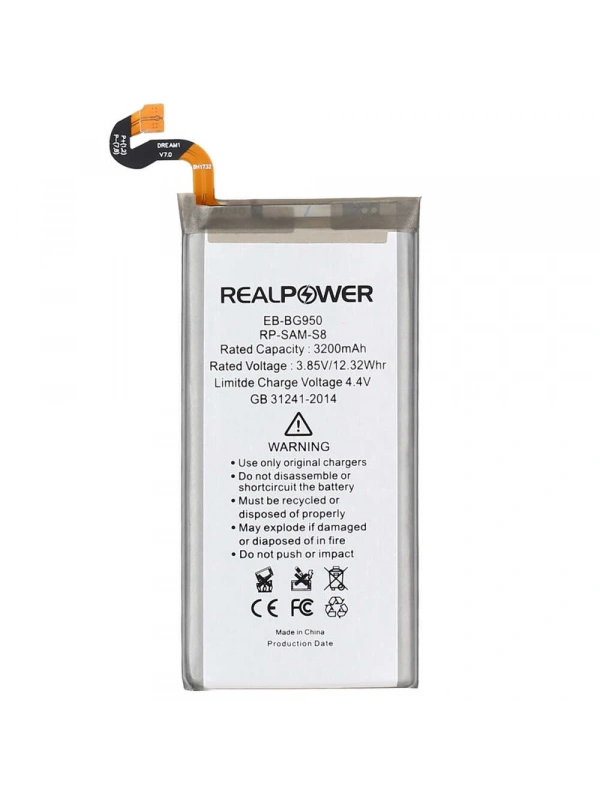 RealPower Samsung Uyumlu Galaxy S8 G950 Batarya 3200mAh Li-Polymer Uzun Ömürlü Pil