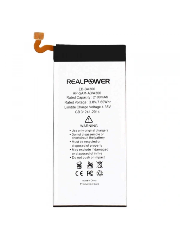 RealPower Samsung Uyumlu Galaxy A3 A300 Batarya 2100mAh Li-Polymer Uzun Ömürlü Pil