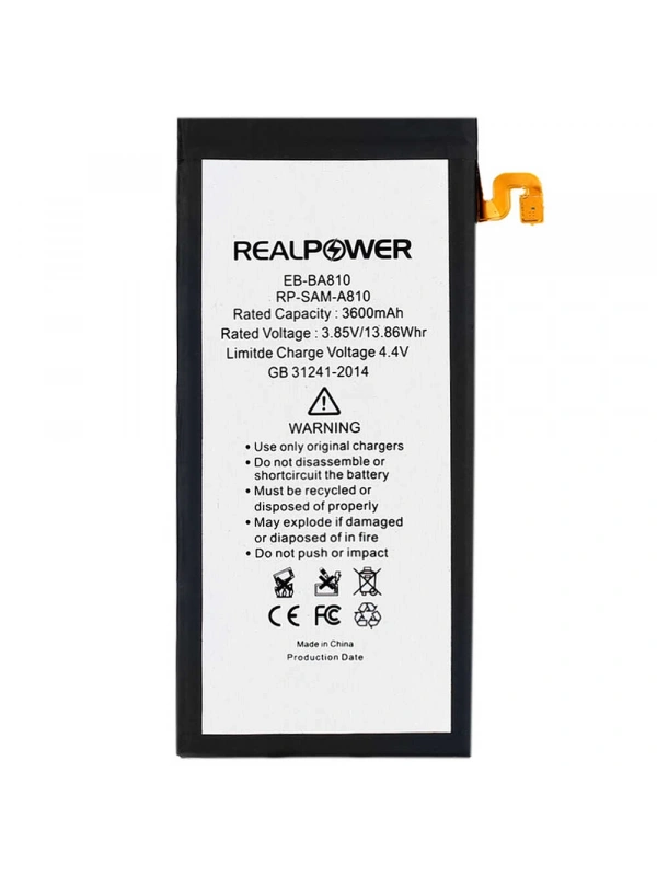 RealPower Samsung Uyumlu Galaxy A8 2016 A810 Batarya 3600mAh Li-Polymer Uzun Ömürlü Pil