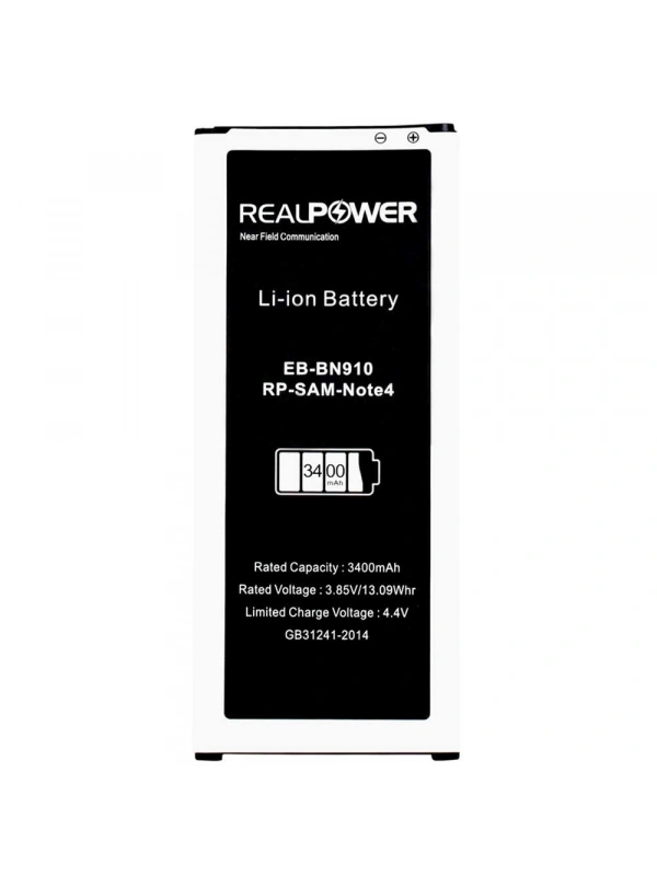 RealPower Samsung Uyumlu Galaxy Note 4 N910 NFC Batarya 3400mAh Li-Polymer Uzun Ömürlü Pil
