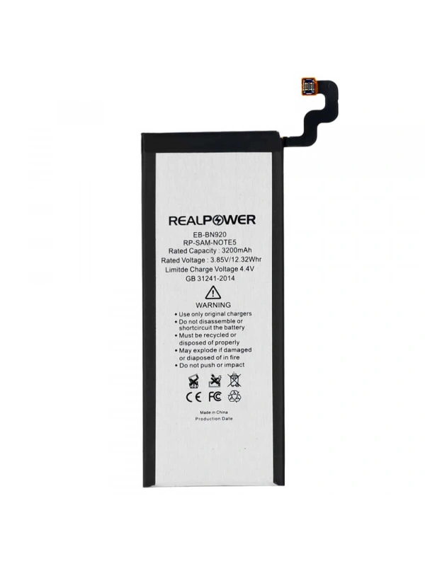 RealPower Samsung Uyumlu Galaxy Note 5 N920 Batarya 3200mAh Li-Polymer Uzun Ömürlü Pil