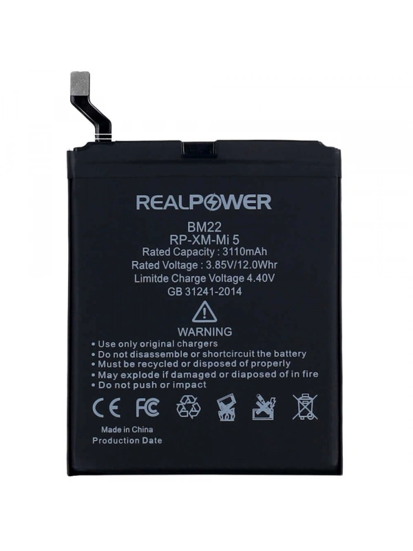 RealPower Xiaomi Uyumlu Mi 5 Batarya 3110mAh Li-Polymer Uzun Ömürlü Pil