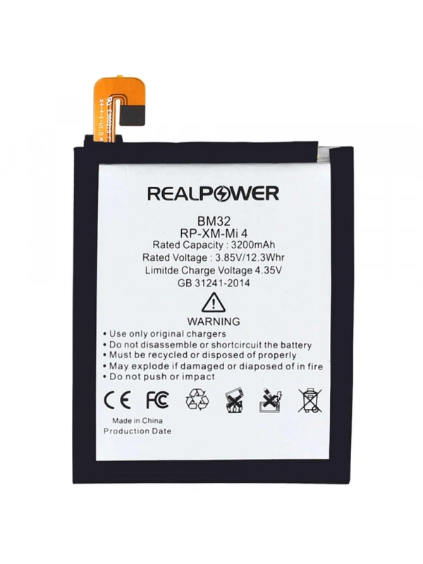 RealPower Xiaomi Uyumlu Mi 4 Batarya 3200mAh Li-Polymer Uzun Ömürlü Pil