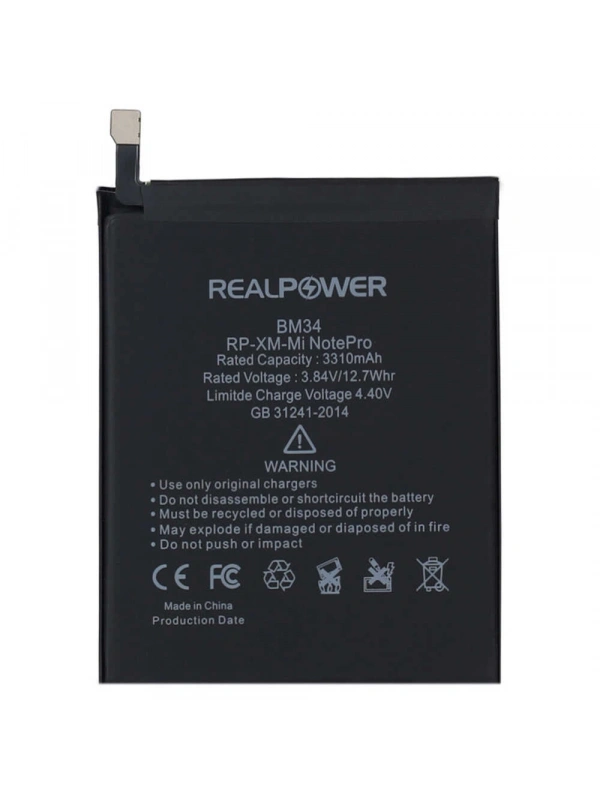 RealPower Xiaomi Uyumlu Mi Note Pro Batarya 3310mAh Li-Polymer Uzun Ömürlü Pil
