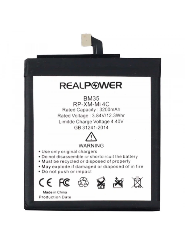 RealPower Xiaomi Uyumlu Mi 4c Batarya 3200mAh Li-Polymer Uzun Ömürlü Pil