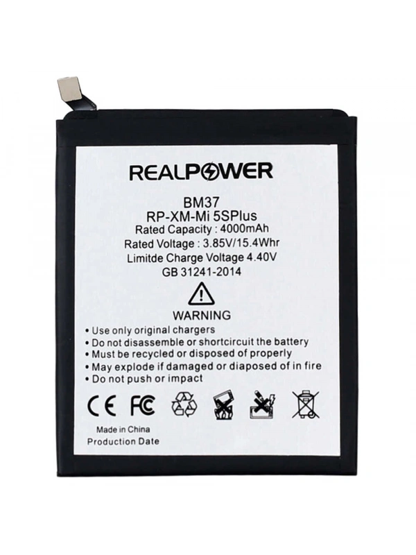 RealPower Xiaomi Uyumlu Mi 5s Plus Batarya 4000mAh Li-Polymer Uzun Ömürlü Pil