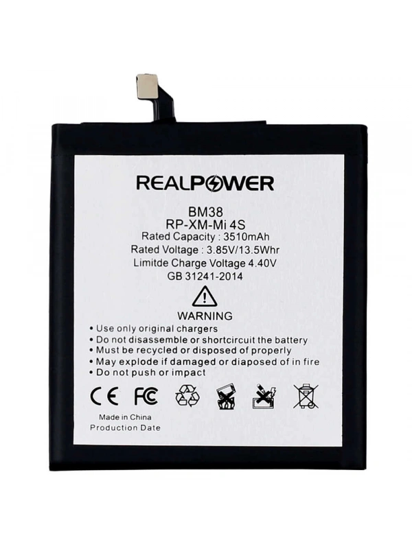 RealPower Xiaomi Uyumlu Mi 4s Batarya 3510mAh Li-Polymer Uzun Ömürlü Pil
