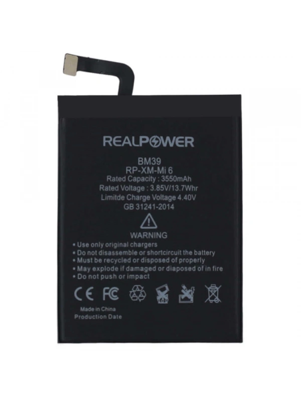RealPower Xiaomi Uyumlu Mi 6 Batarya 3550mAh Li-Polymer Uzun Ömürlü Pil