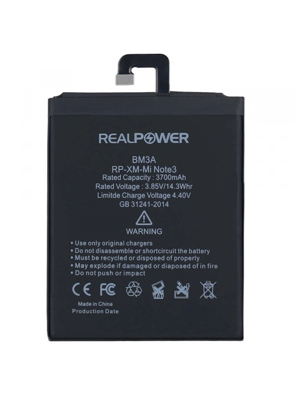 RealPower Xiaomi Uyumlu Mi Note 3 Batarya 3700mAh Li-Polymer Uzun Ömürlü Pil