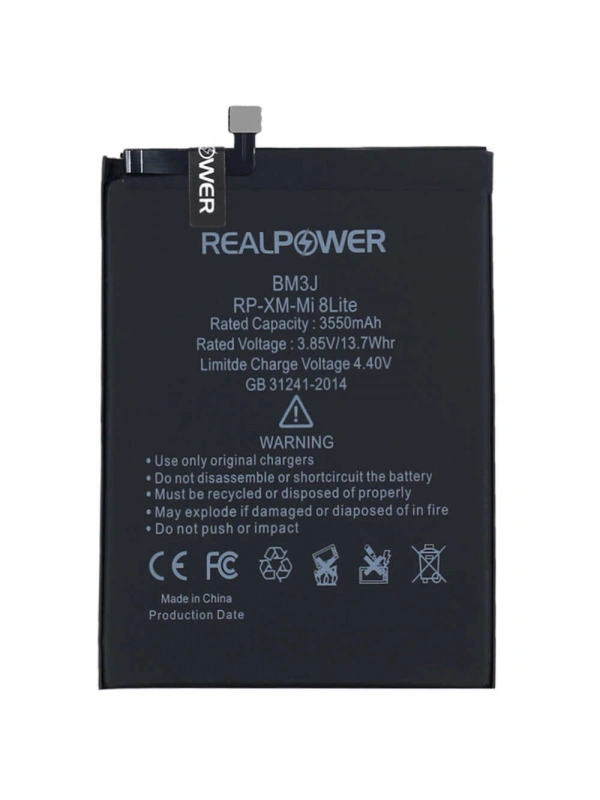 RealPower Xiaomi Uyumlu Mi 8 Lite Batarya 3550mAh Li-Polymer Uzun Ömürlü Pil