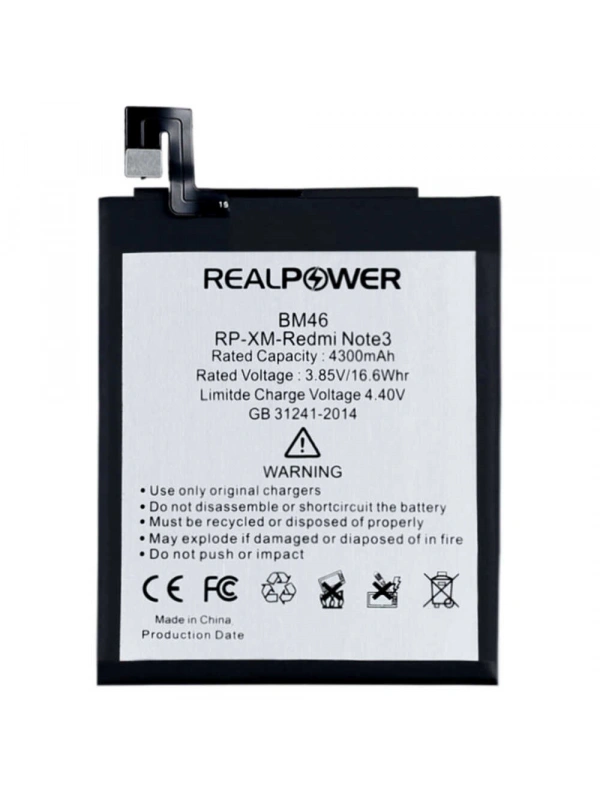RealPower Xiaomi Uyumlu Redmi Note 3 Batarya 4300mAh Li-Polymer Uzun Ömürlü Pil