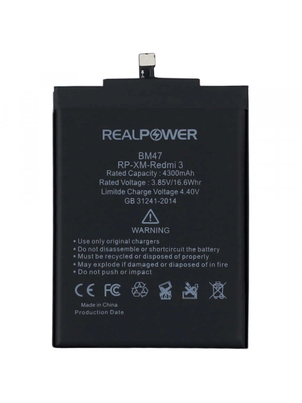 RealPower Xiaomi Uyumlu Redmi 3 Batarya 4300mAh Li-Polymer Uzun Ömürlü Pil