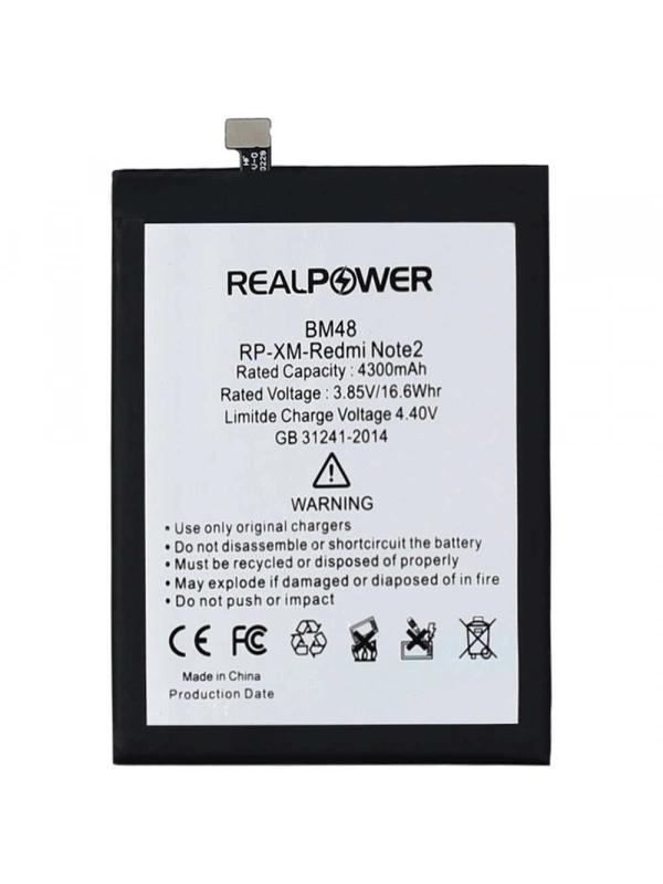 RealPower Xiaomi Uyumlu Redmi Note 2 Batarya 4300mAh Li-Polymer Uzun Ömürlü Pil
