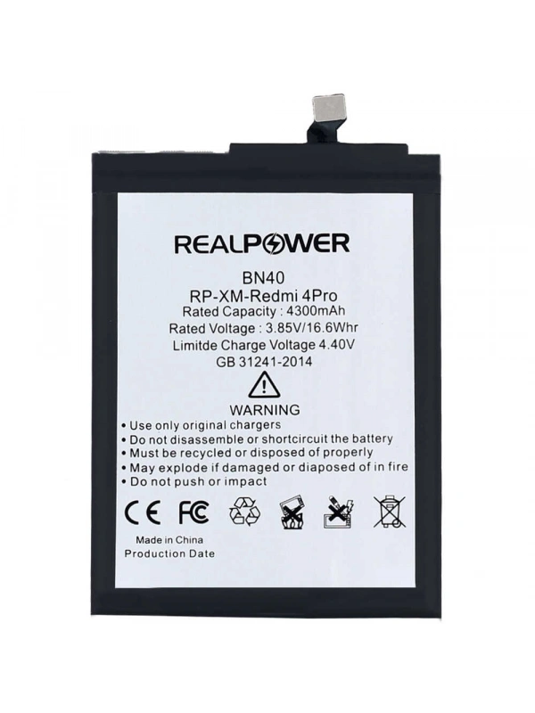 RealPower Xiaomi Uyumlu Redmi 4 Pro Batarya 4300mAh Li-Polymer Uzun Ömürlü Pil