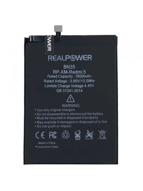 RealPower Xiaomi Uyumlu Redmi 5 Batarya 3500mAh Li-Polymer Uzun Ömürlü Pil