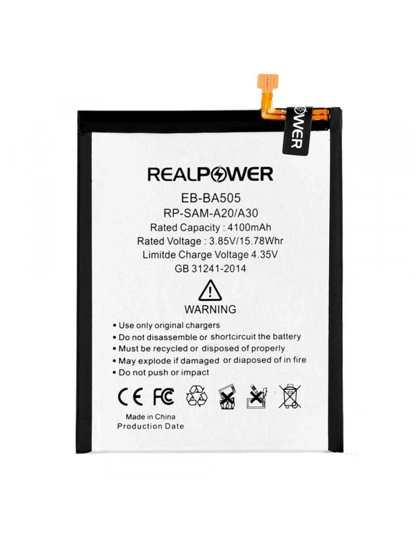 RealPower Samsung Uyumlu Galaxy A20 A205 Batarya 4100mAh Li-Polymer Uzun Ömürlü Pil