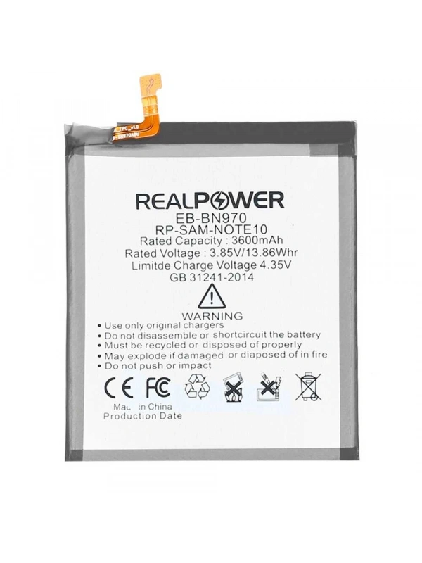 RealPower Samsung Uyumlu Galaxy Note 10 N970 Batarya 3600mAh Li-Polymer Uzun Ömürlü Pil