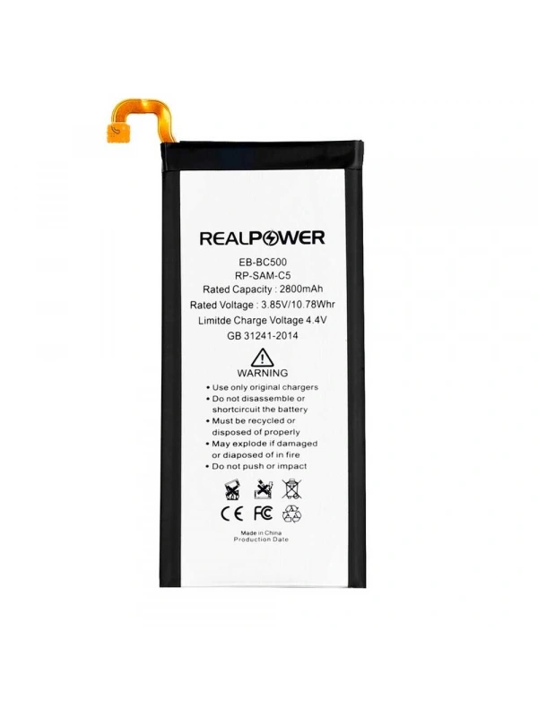 RealPower Samsung Uyumlu Galaxy C5 C5000 Batarya 2800mAh Li-Polymer Uzun Ömürlü Pil