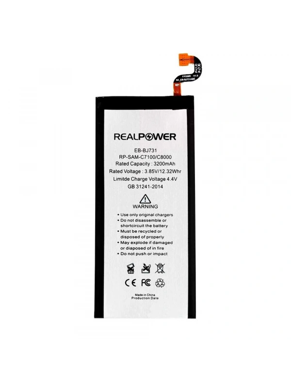 RealPower Samsung Uyumlu Galaxy C8 C7100 Batarya 3200mAh Li-Polymer Uzun Ömürlü Pil
