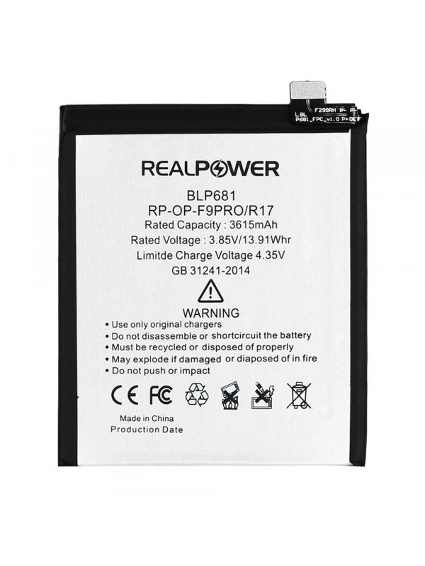 RealPower Oppo Uyumlu F9 Pro Batarya 3615mAh Li-Polymer Uzun Ömürlü Pil