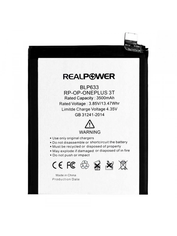 RealPower OnePlus Uyumlu 3T Batarya 3500mAh Li-Polymer Uzun Ömürlü Pil