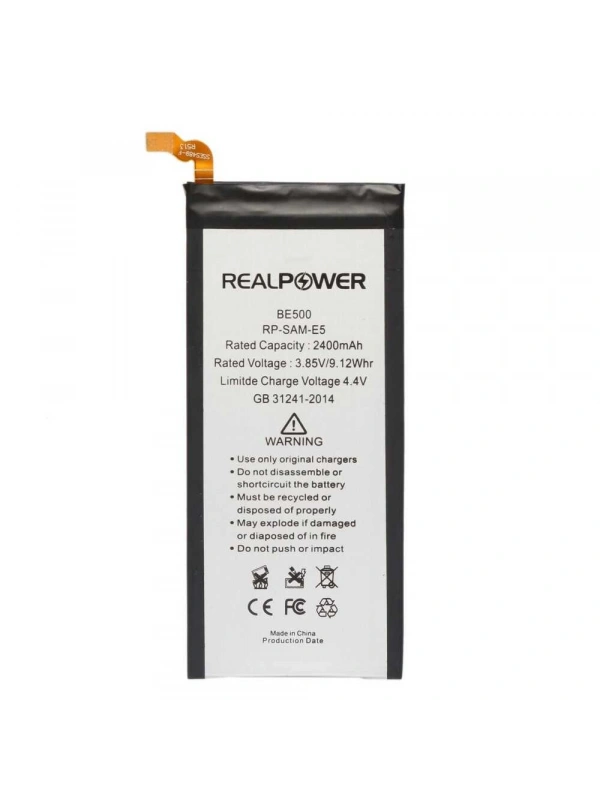 RealPower Samsung Uyumlu Galaxy E5 E500 Batarya 2400mAh Li-Polymer Uzun Ömürlü Pil