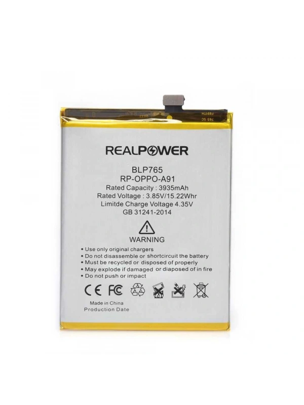 RealPower Oppo Uyumlu A91 Batarya 3935mAh Li-Polymer Uzun Ömürlü Pil