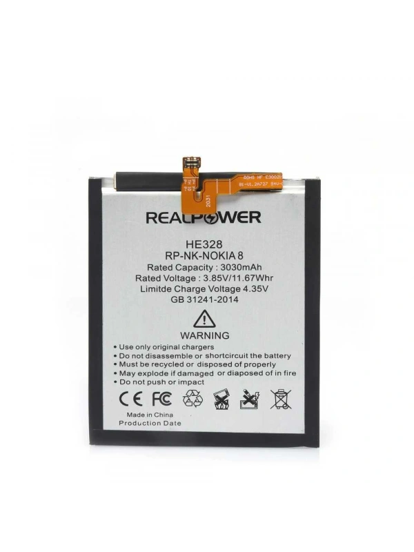 RealPower Nokia Uyumlu 8 Batarya 3030mAh Li-Polymer Uzun Ömürlü Pil