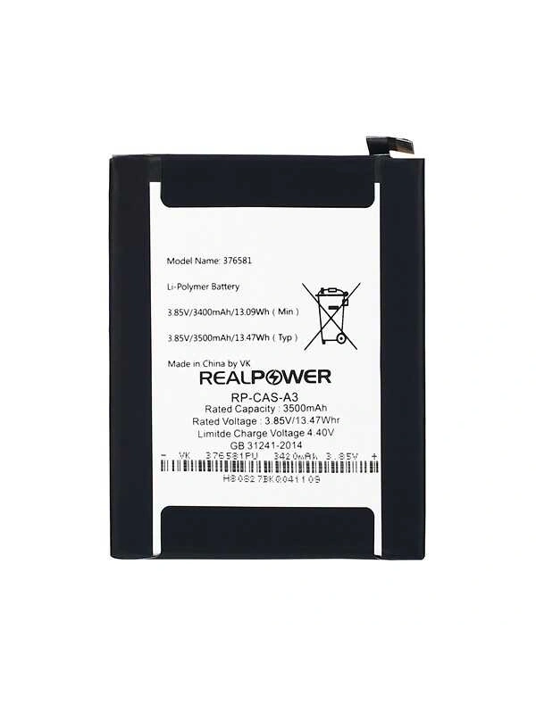RealPower Casper Uyumlu Via A3 Batarya 3500mAh Li-Polymer Uzun Ömürlü Pil