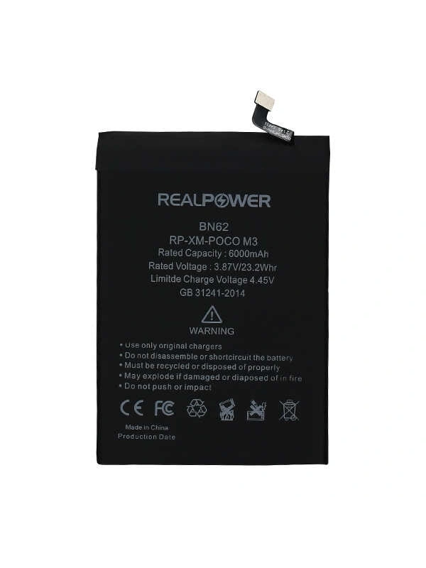 RealPower Xiaomi Uyumlu Redmi 9t Batarya Li-Polymer Uzun Ömürlü Pil