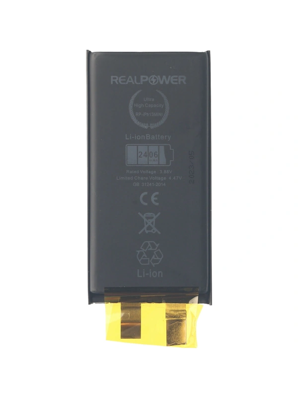 RealPower Apple Uyumlu iPhone 13 Mini Batarya 2406mAh Flexsiz Yüksek Kapasiteli Güçlendirilmiş Pil