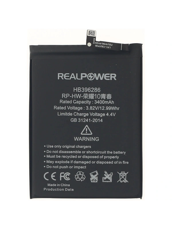 RealPower Huawei Uyumlu P Smart 2019 Batarya 3620mAh Li-Polymer Uzun Ömürlü Pil