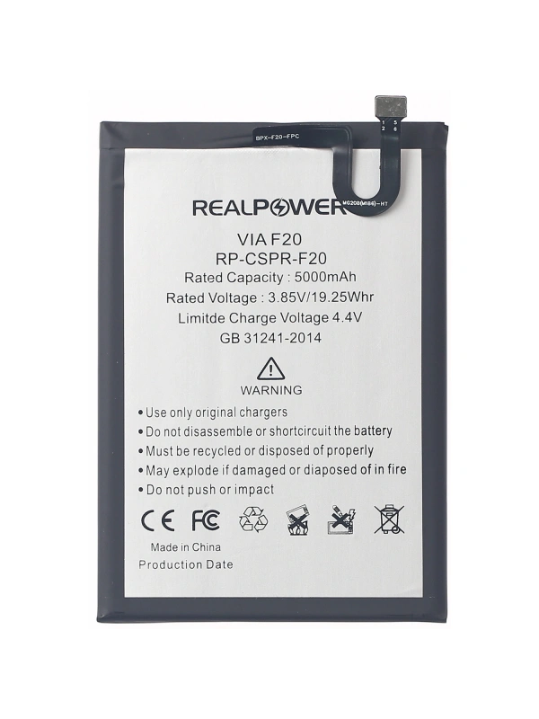 RealPower Casper Uyumlu Via F20 Batarya 5000mAh Li-Polymer Uzun Ömürlü Pil