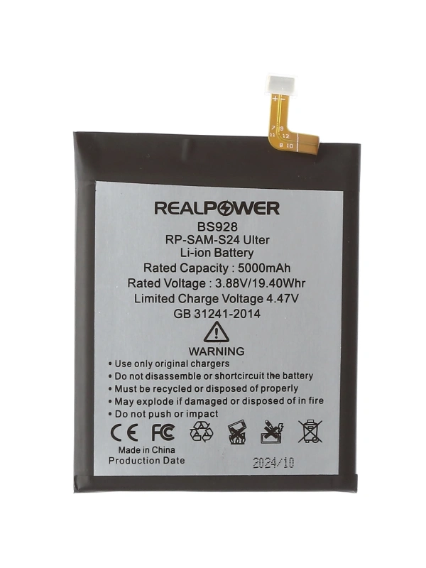 RealPower Samsung Uyumlu Galaxy S24 Ultra S928 Batarya Li-Polymer Uzun Ömürlü Pil