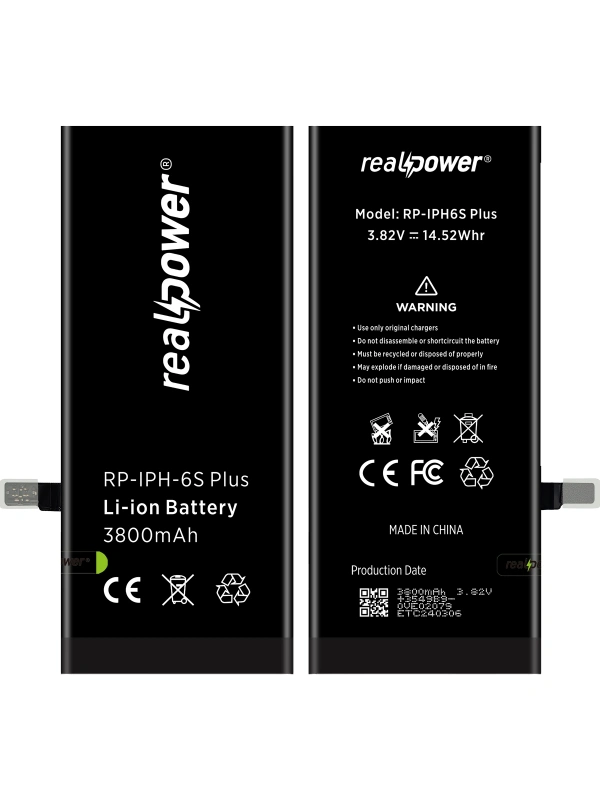 RealPower Apple Uyumlu iPhone 6s Plus Batarya 3800mAh Yüksek Kapasiteli Güçlendirilmiş Pil