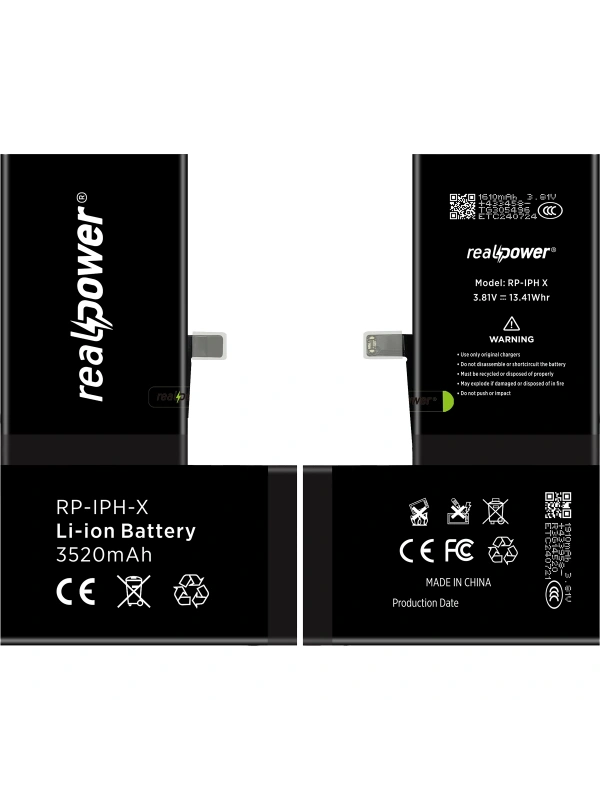 RealPower Apple Uyumlu iPhone X Batarya 3520mAh Yüksek Kapasiteli Güçlendirilmiş Pil