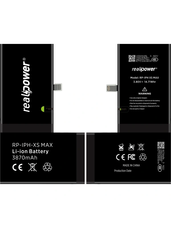 RealPower Apple Uyumlu iPhone Xs Max Batarya 3870mAh Yüksek Kapasiteli Güçlendirilmiş Pil