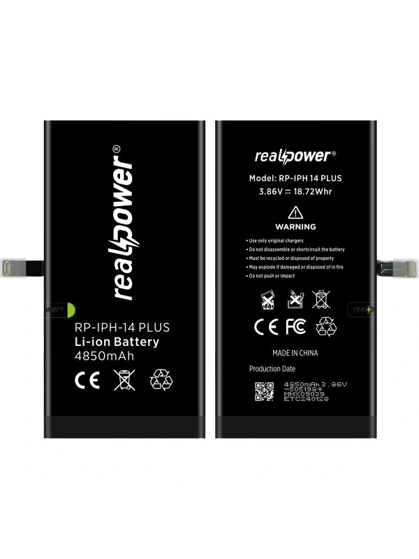 RealPower Apple Uyumlu iPhone 14 Plus Batarya 4850mAh Yüksek Kapasiteli Güçlendirilmiş Pil