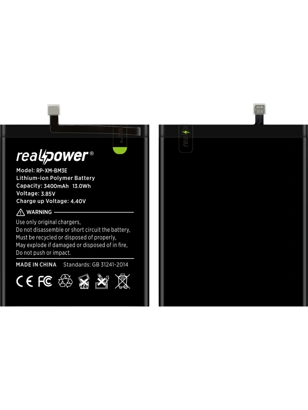 RealPower Xiaomi Uyumlu Mi 8 Batarya 3400mAh Li-Polymer Uzun Ömürlü Pil