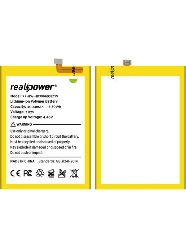 RealPower Huawei Uyumlu Mate 8 Batarya 4000mAh Li-Polymer Uzun Ömürlü Pil